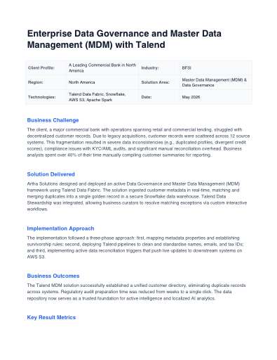 Enterprise Data Governance and Master Data Management (MDM)